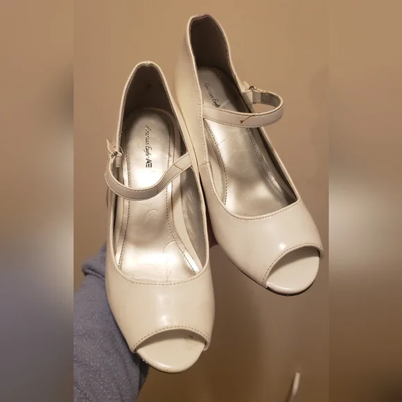 American Eagle Patent Leather Peep-toe Mary Jane Heels with Ankle Straps - Picture 2 of 8